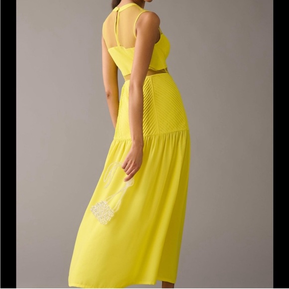 Anthropologie Vineet Ball Puff-Sleeve Textured Sheer Panel Trumpet Hem Dress - Picture 6 of 6